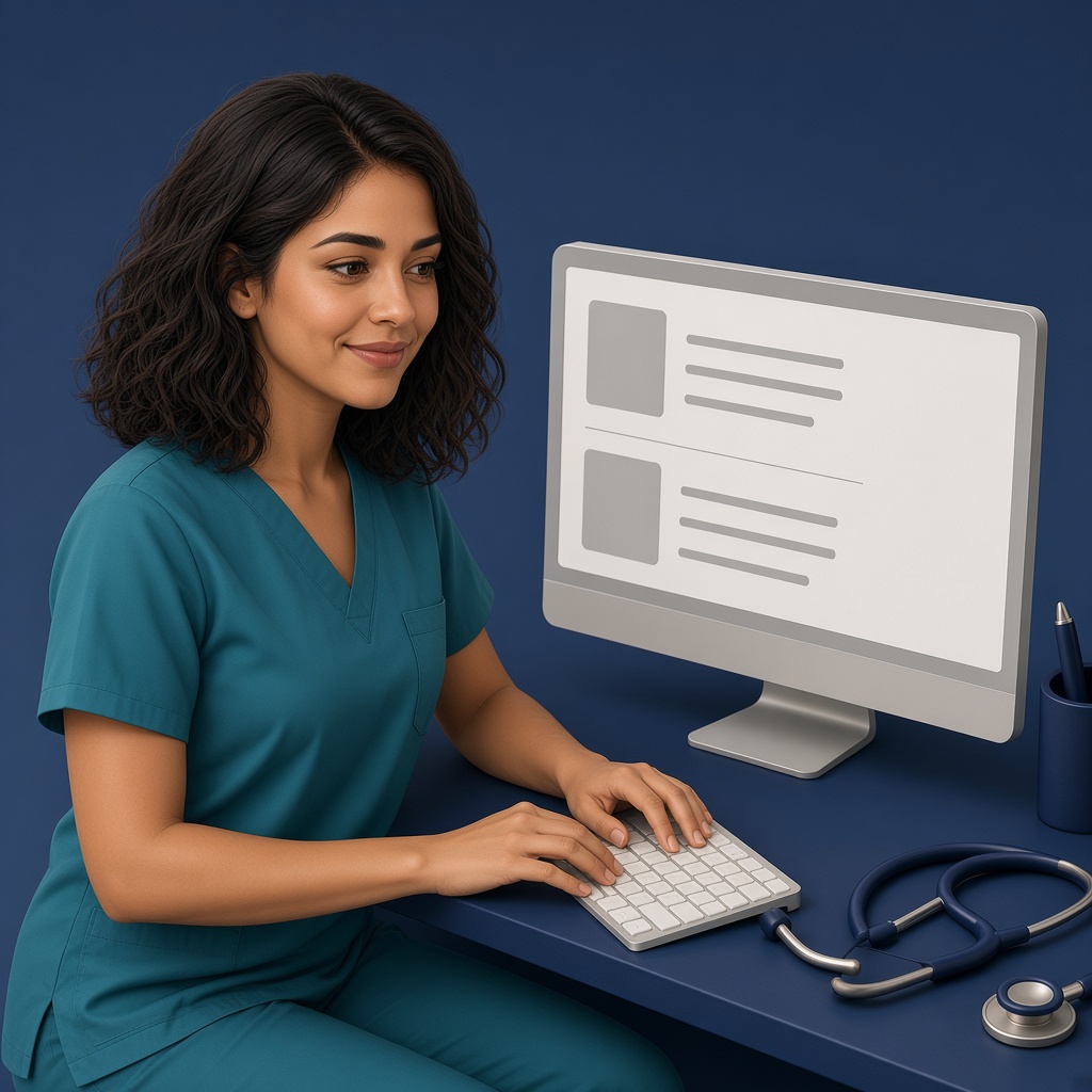 Saaniya mascot at a clinic desktop