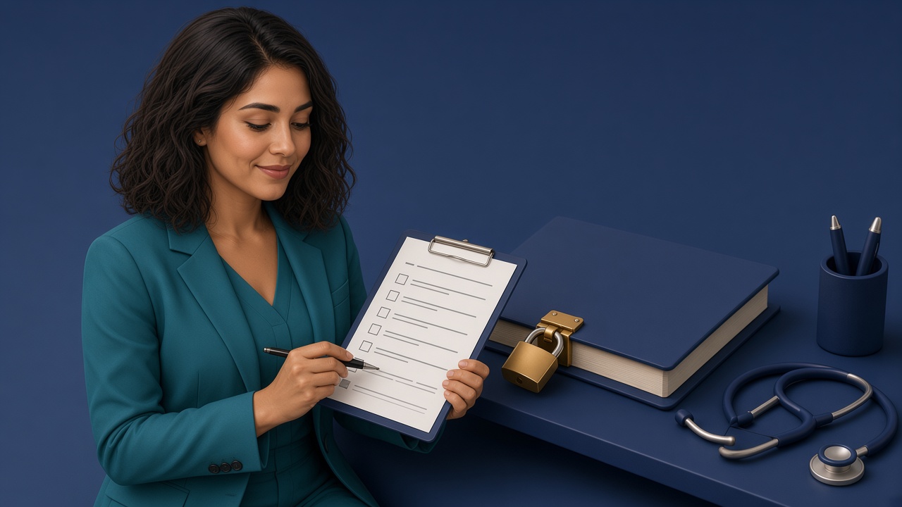 The Saaniya mascot locking a clinic folder