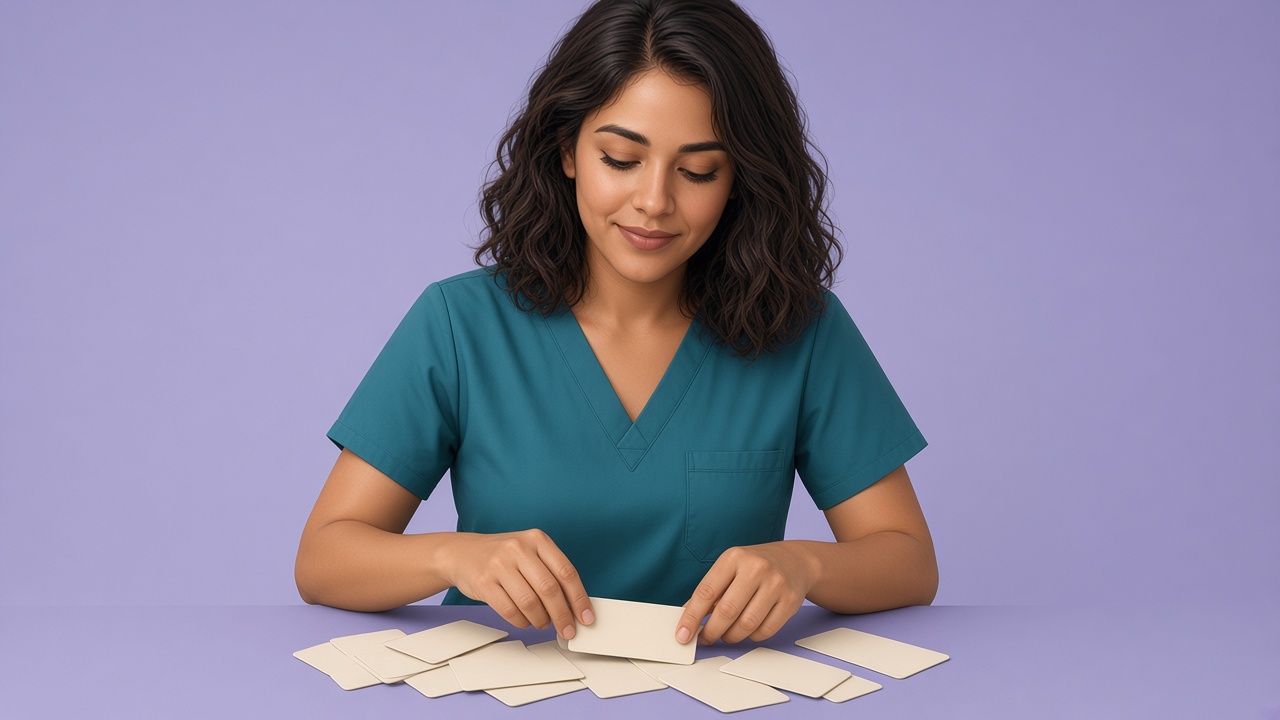 The Saaniya mascot organizing answer cards