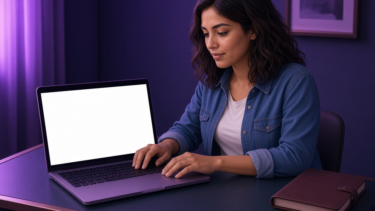 The Saaniya mascot working at a laptop